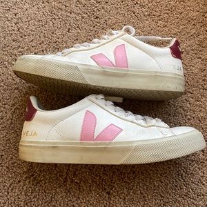White and pink Vejas sneakers size 7